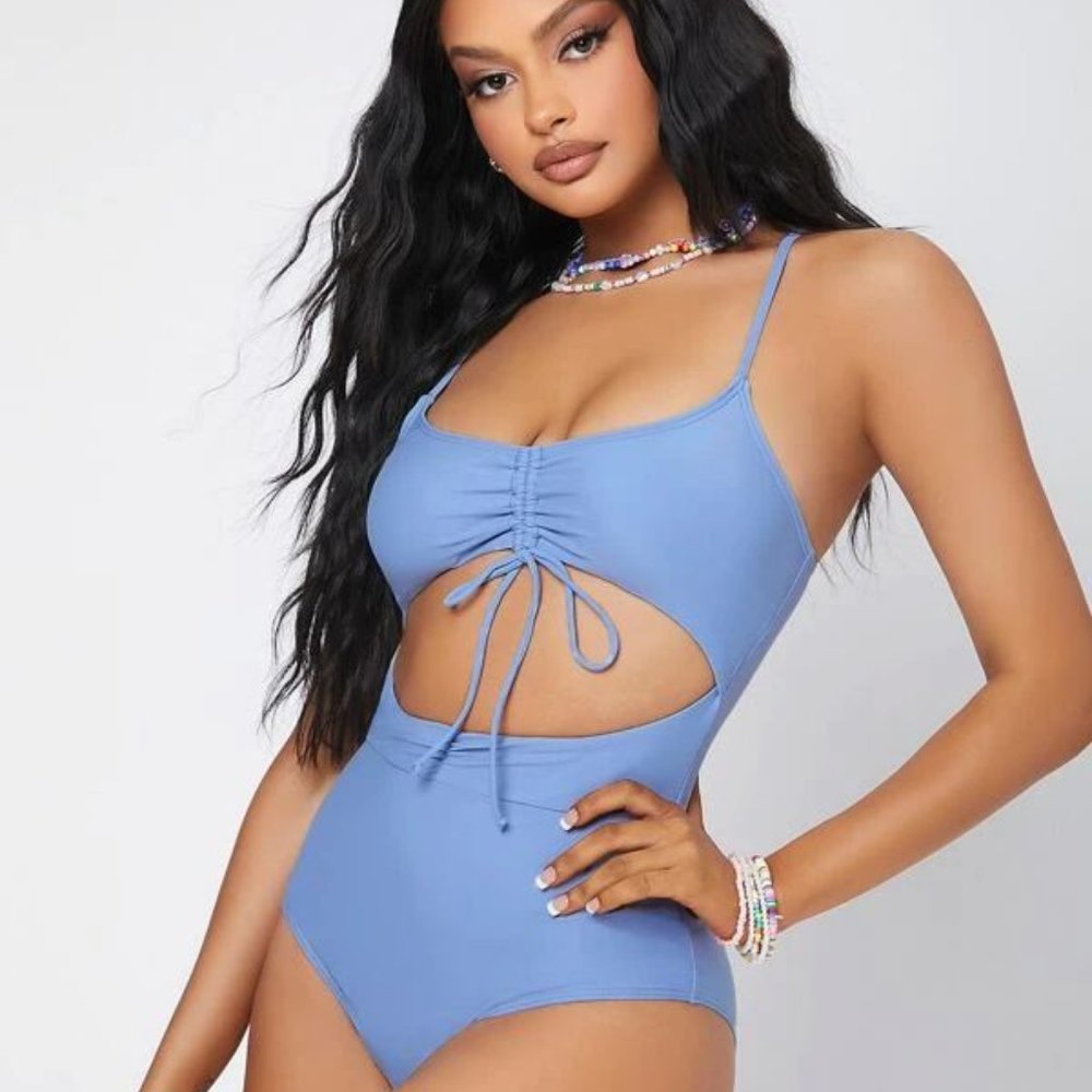 SHEIN MULTIPLE Cut Out Drawstring One Piece Swimsuit